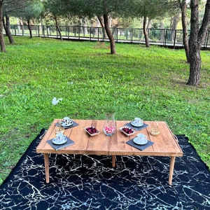 28*48 Inch-H:13-19 inch Handmade Folding Wooden Table, Camping Table, Picnic Table, Portable Table, Boho Table, Patio Table, Folding Table