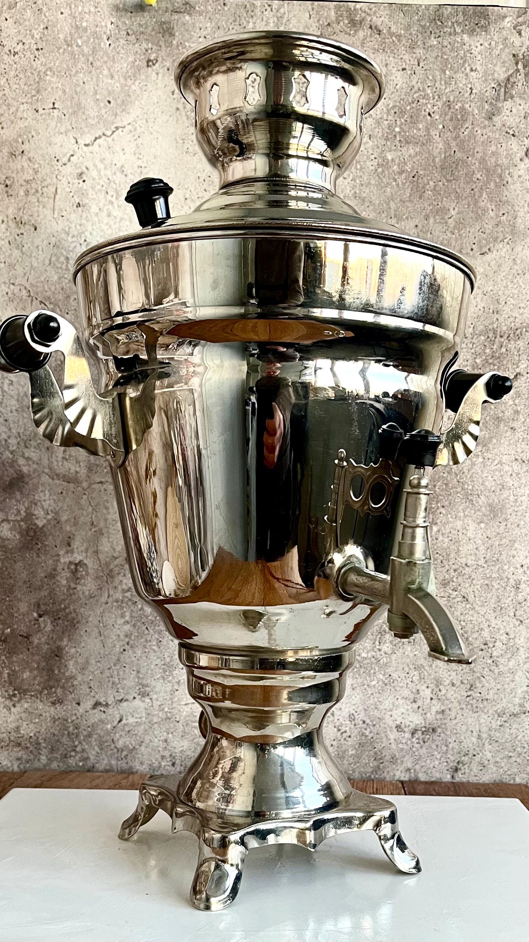 美品 アンティーク 旧ソ連製 サモワール ステンレス USSR 電気湯沸かし器 NOS Soviet Vintage Russian Electric Samovar - Tea Urn Teapot