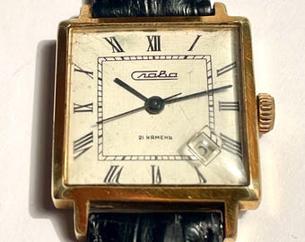 Men’s Soviet VTG Watch SLAVA Men’s Wristwatch White Dial Manual