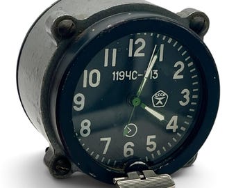 USSR 127ChS Tank Cockpit Clock – Vintage 1970s Soviet Mechanical Timepiece