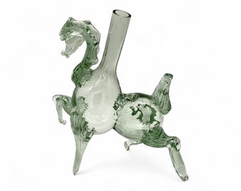 Vintage Soviet Hand Blown Glass Bottle Horse Figure Art Glass 28 cm high Home Decor and Display