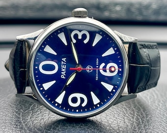 Blue Dial Raketa Big Zero Men's Watch, Soviet VTG Watches for Men, Collectible Watches, Unique gift for him