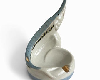 VTG Soviet Russian Ashtray Mid-Century Porcelain Sturgeon Figure Collectible Polonne Big Fish Retro Decor USSR 1960’s