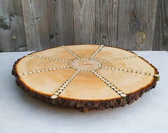 Rustic Wood Slice Cake Stand, Birch & Alder, Woodland Wedding Decor (18-19")