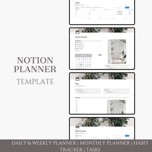 Notion Planner Template, Notion Habit Tracker, Task Management