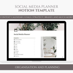 Social Media Planner Notion Template, Content Calendar