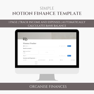 Simple Finance Notion Template, Personal Finance Tracker