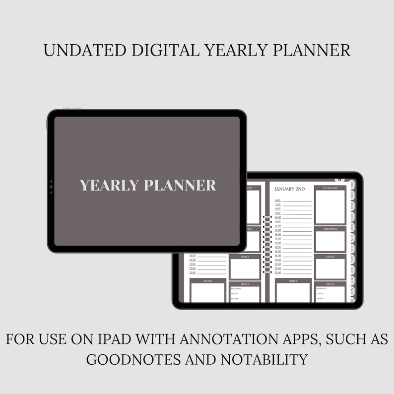 Minimalistic Undated Yearly Digital Planner for Ipad, Goodnotes ...
