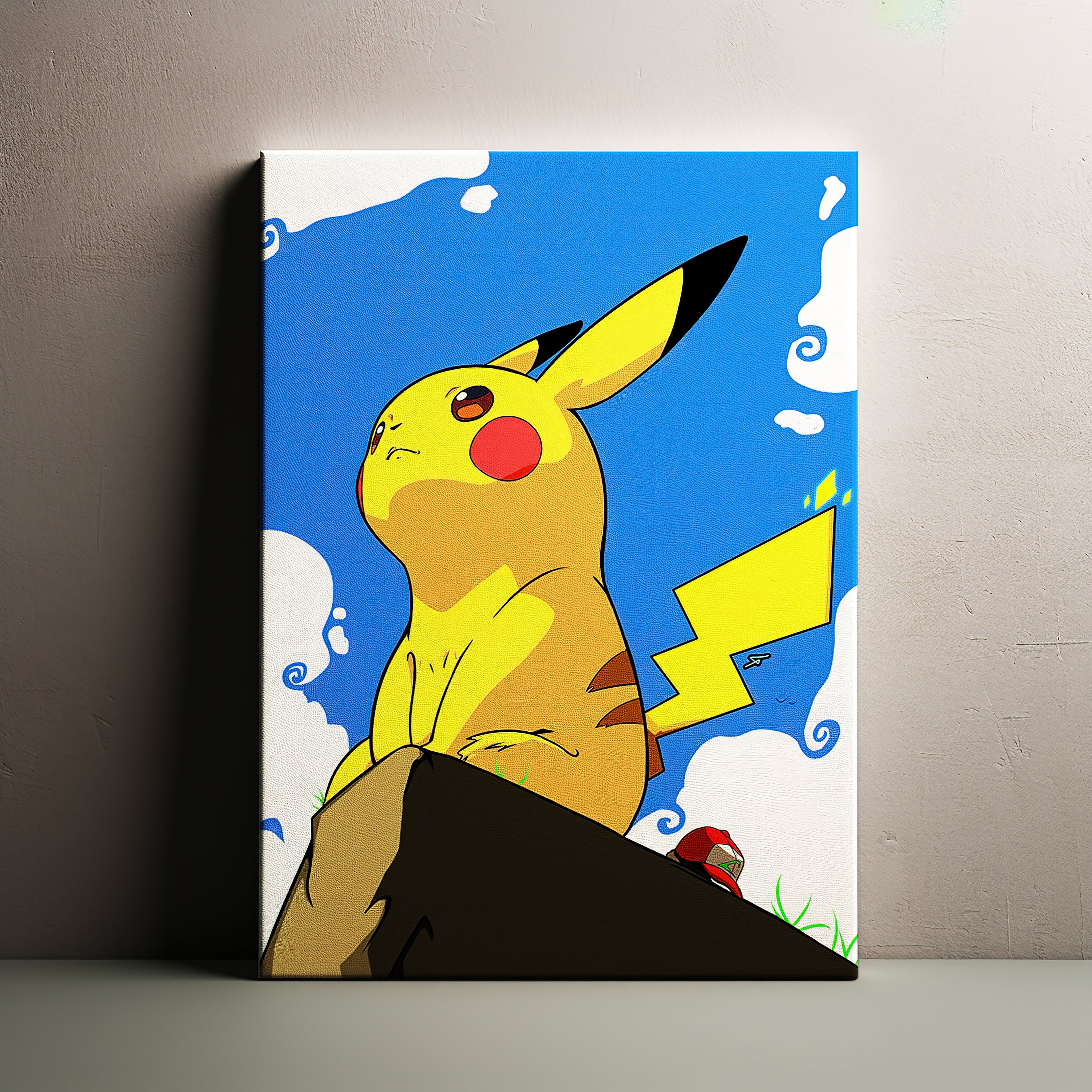 Impression de pokemon à l'aquarelle, cadeau de fan d'art de décor de mur de  Pikachu pour des enfants, abstrait minimaliste d'affiche imprimable,  impression d'art de mur de Pokemon pour la pépinière 