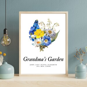 Birth Flowers Family Bouquet, Birthmonth Flower Wall Art, Personalized Mother&#39;s Day Gift, Oil Painted Flower, Grandma&#39;s Garden Digital Print