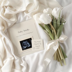 Neutral Pregnancy Announcement Digital, Minimalist Baby Announcement, Social Media Reveal Canva Editable Template, Aesthetic With Flowers