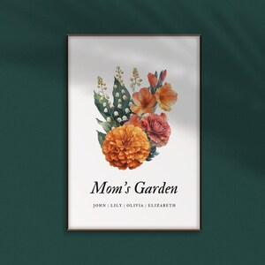 Birth Flowers Family Bouquet, Birthmonth Flower Wall Art, Personalized Mother&#39;s Day Gift, Watercolor Flower, Grandma&#39;s Garden Digital Print
