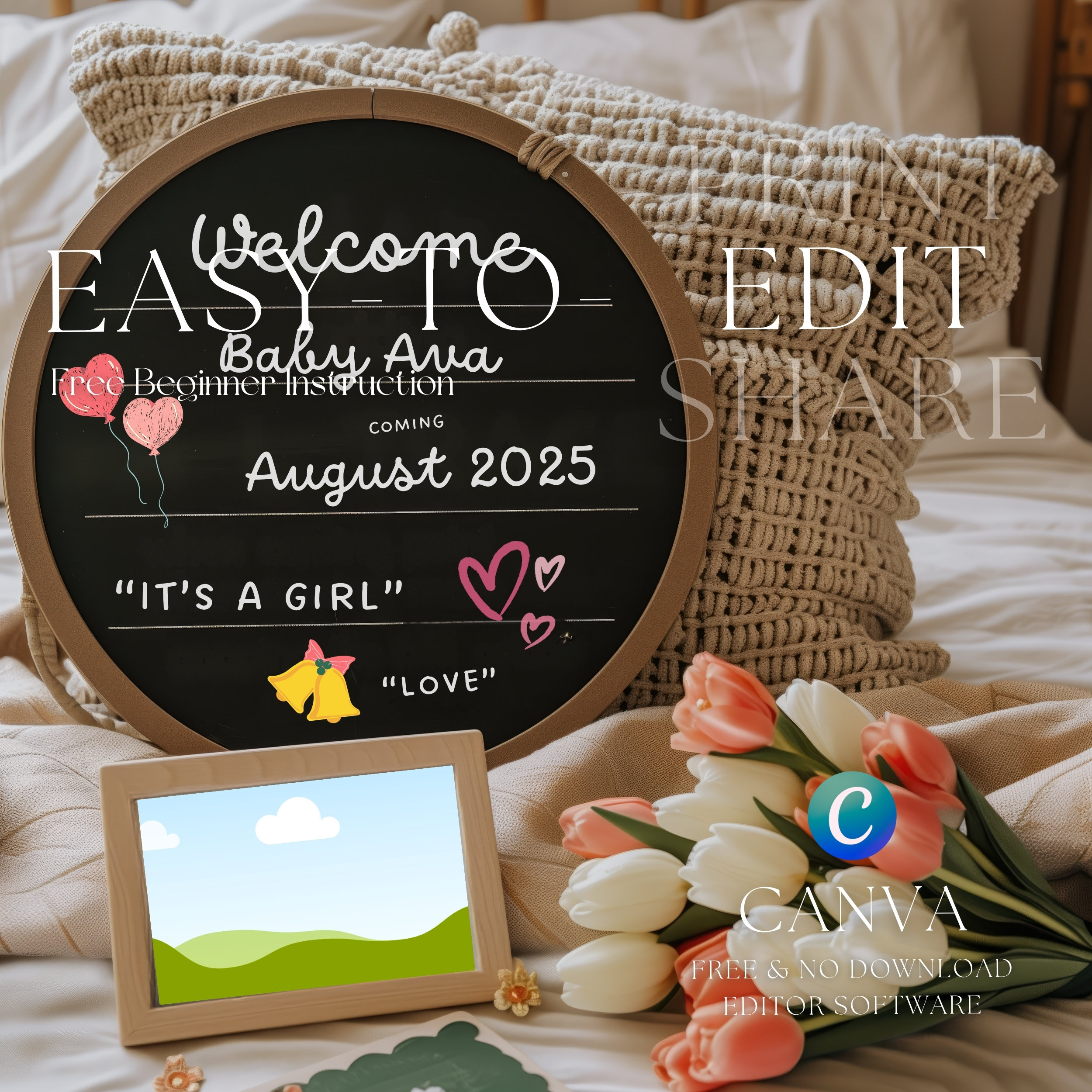 Baby Girl Pregnancy Announcement Digital Minimalist Baby Announcement baby-girl-pregnancy-announcement-digital-minimalist-baby-announcement