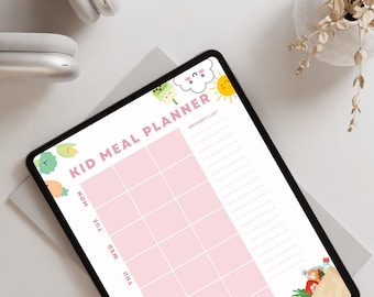 Planificador de comidas para niños, Calendario visual de comidas semanales, Plantilla de plan diario para niños, T de reflexión visual para niños, Calendario de lista de tareas para niños pequeños de 8 páginas.