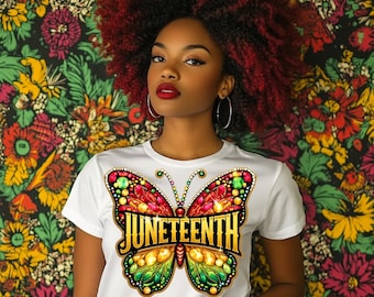 Motyl Juneteenth png, projekt sublimacji Juneteenth,
