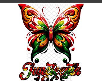 Motyl Juneteenth PNG: Projekt sublimacji z okazji Dnia Emancypacji (pobranie cyfrowe)