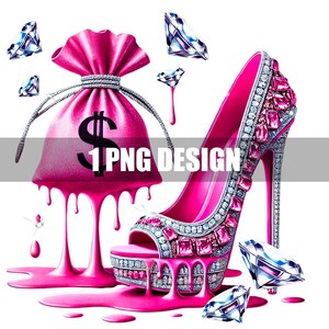 Illustrazione di scarpe con borsa porta soldi di lusso PNG / Download digitale PNG, JPEG - Ottieni la borsa - Ottima per design di magliette e altro ancora