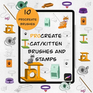 Cat Procreate Brushes & Stamps | Kitten Digital Brush Set for Procreate | Cute Cat Stamp Pack | Instant Download for iPad Drawing