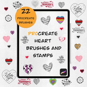 Heart Procreate Brushes: Valentine&#39;s Day Stamp Set (Digital Download)