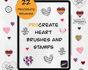 Heart Procreate Brushes: Valentine's Day Stamp Set (Digital Download)