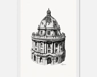 Impresión de la cámara Radcliffe de Oxford: fotografía en blanco y negro, arte mural enmarcado
