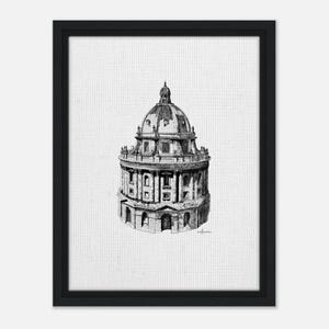 Impresión en lienzo enmarcada de la cámara Radcliffe: un monumento de Oxford dibujado a mano imagen 1