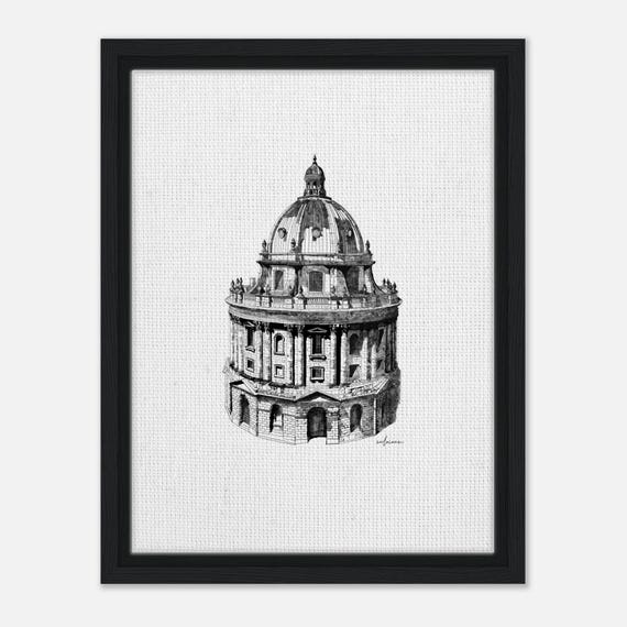 Radcliffe Camera Framed Canvas Print: Hand-Drawn Oxford Landmark