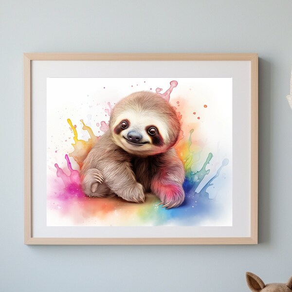 Cuddly baby animals in vibrant colors: Digital colored pencil drawings for instant download, adorable baby animals for the children's room