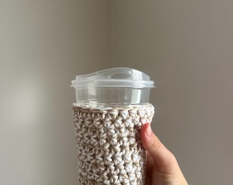 Handmade Crochet Iced Coffee Cup Cozy – 100% Cotton Reusable Sleeve