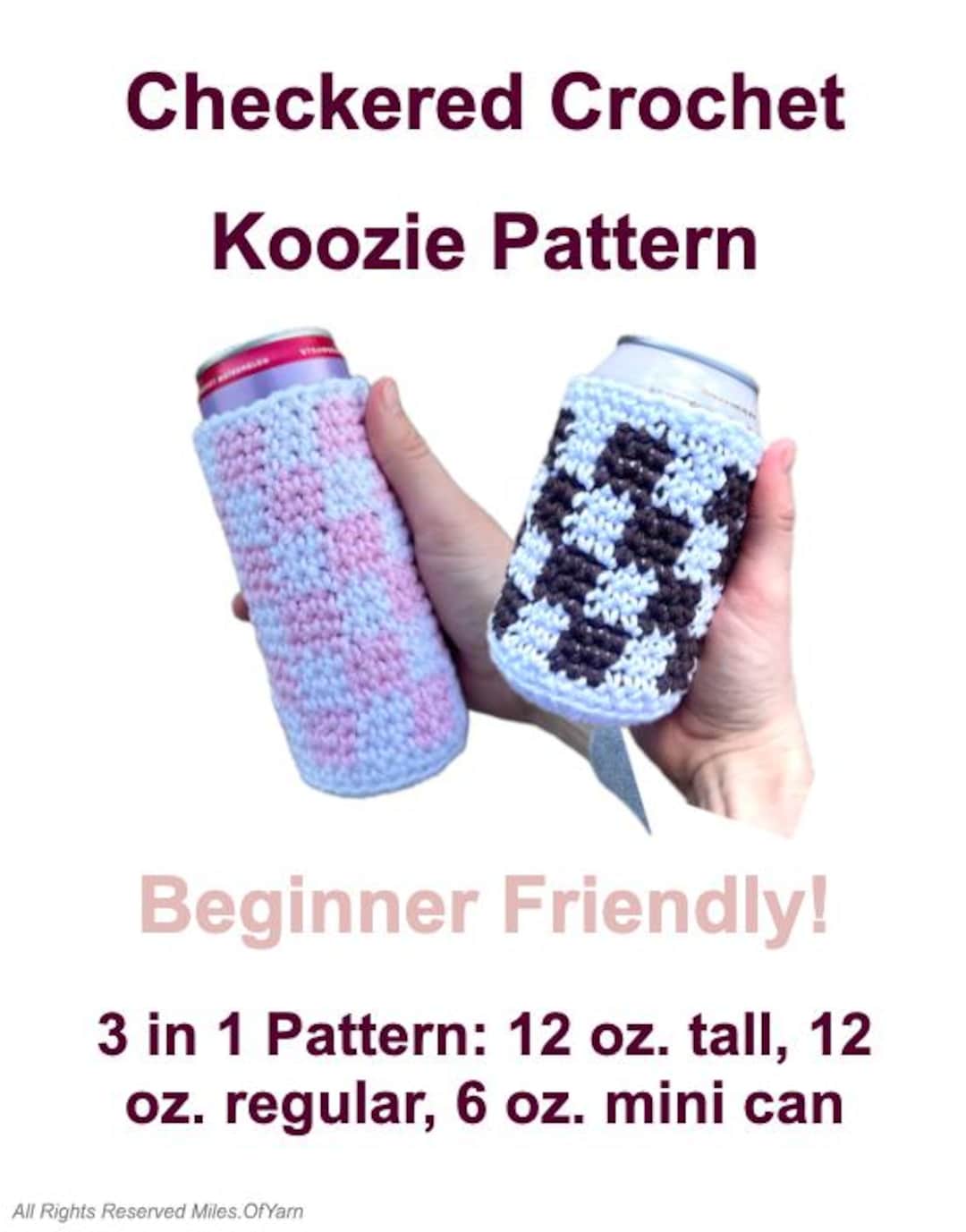 Checkered Crochet Can Cozy Pattern: 3-in-1 Beginner PDF - Etsy