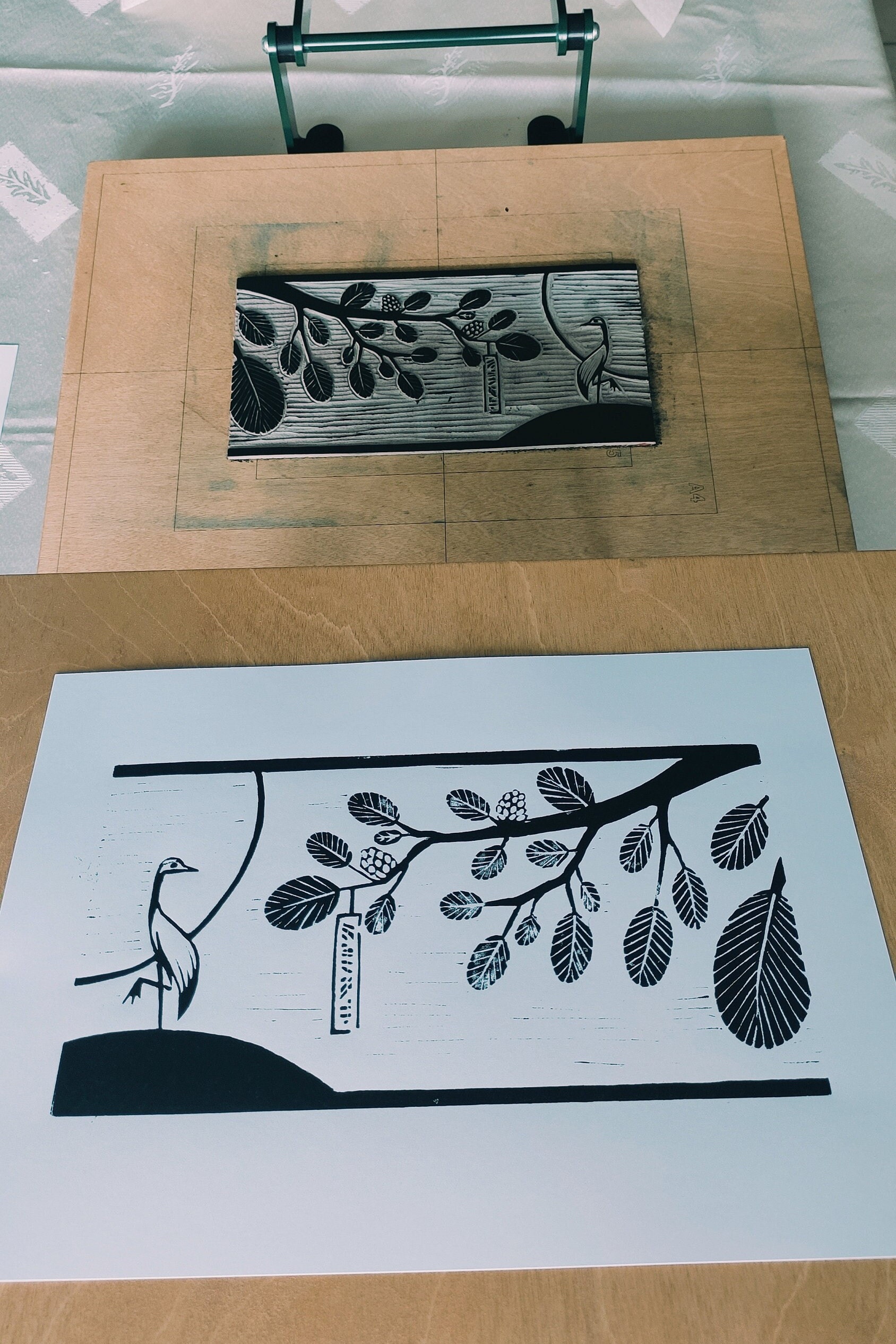 Hanafuda Linocut Print - Traditionnal Japanese Card Game - January ...