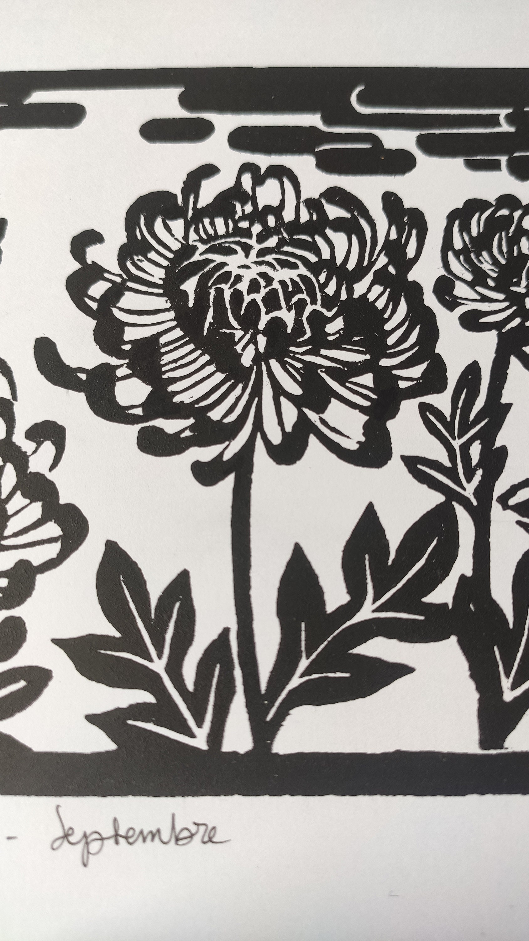 Hanafuda Linocut Print - Traditionnal Japanese Card Game - September ...