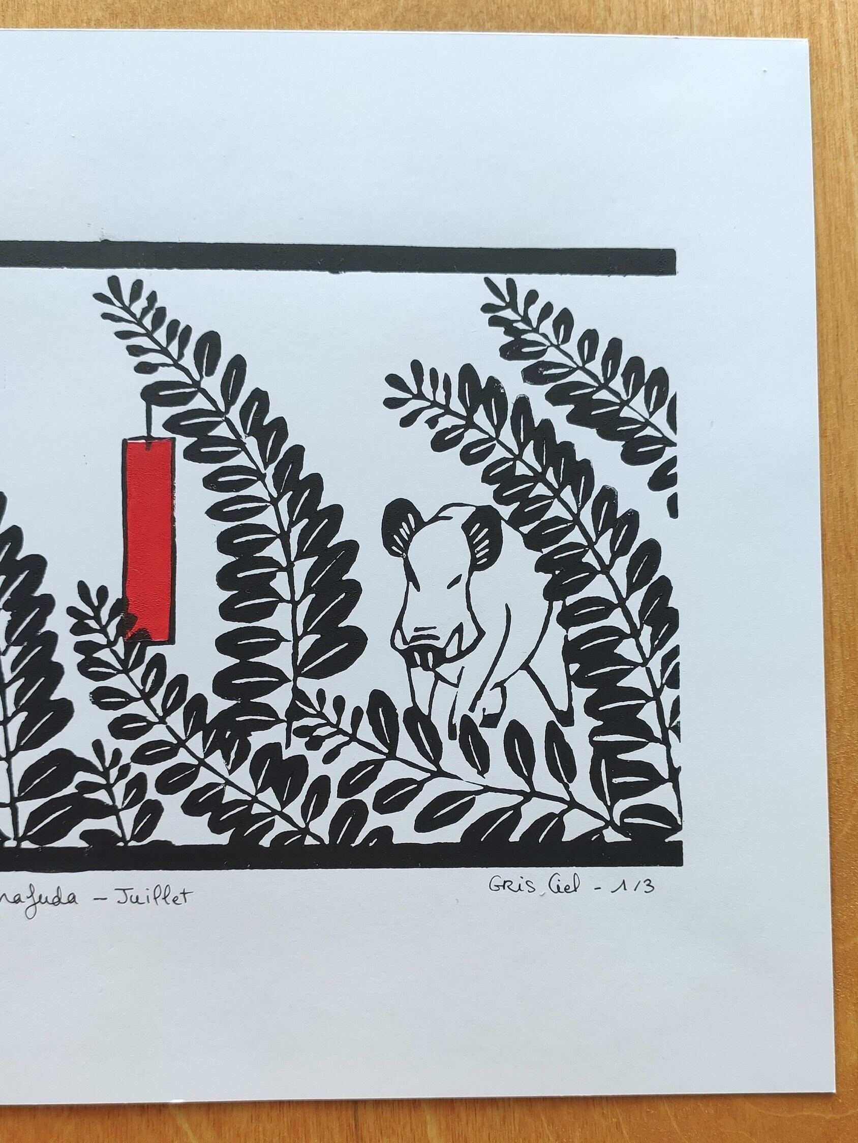 Hanafuda Linocut Print - Traditionnal Japanese Card Game - July ...