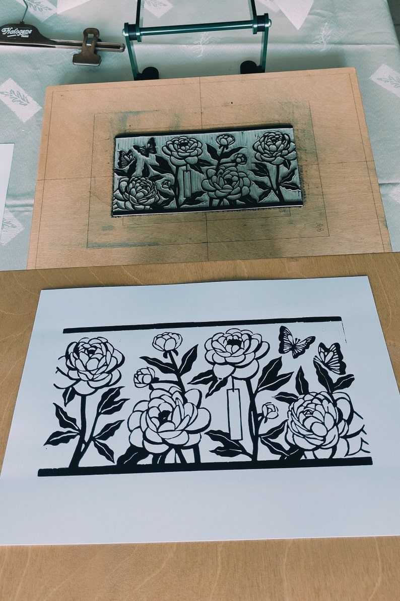 Hanafuda Linocut Print - Traditionnal Japanese Card Game - June ...