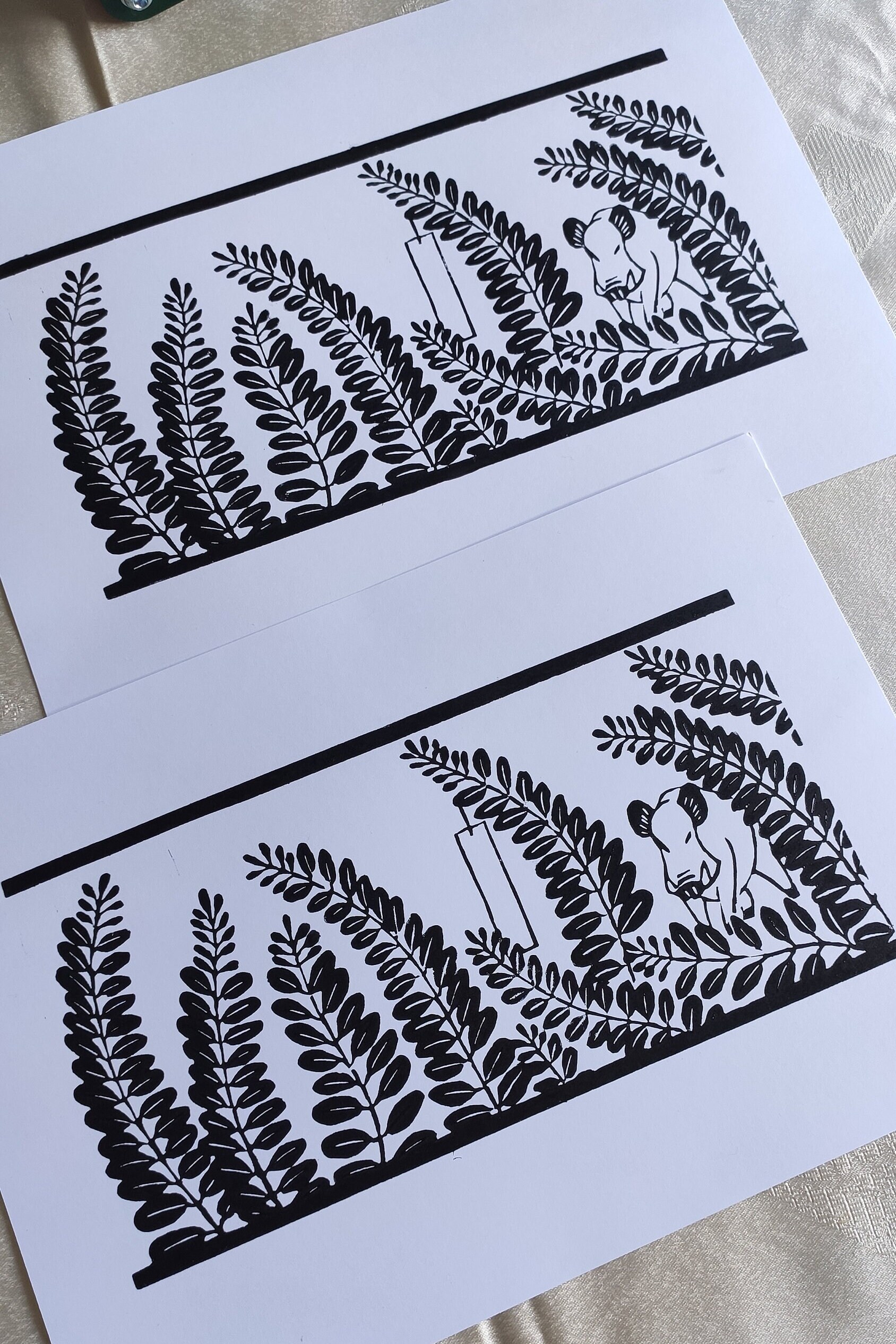 Hanafuda Linocut Print - Traditionnal Japanese Card Game - July ...