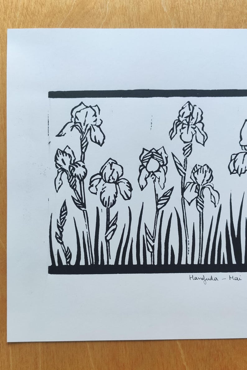 Hanafuda Linocut Print May Japanese Art Handmade Wall Art Vintage ...