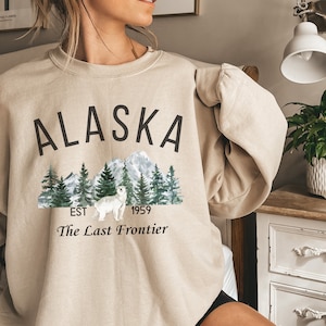 Alaska sweatshirt, The last frontier Alaska unisex crewneck sweatshirt, Alaska shirt, Polar bear sweatshirt.