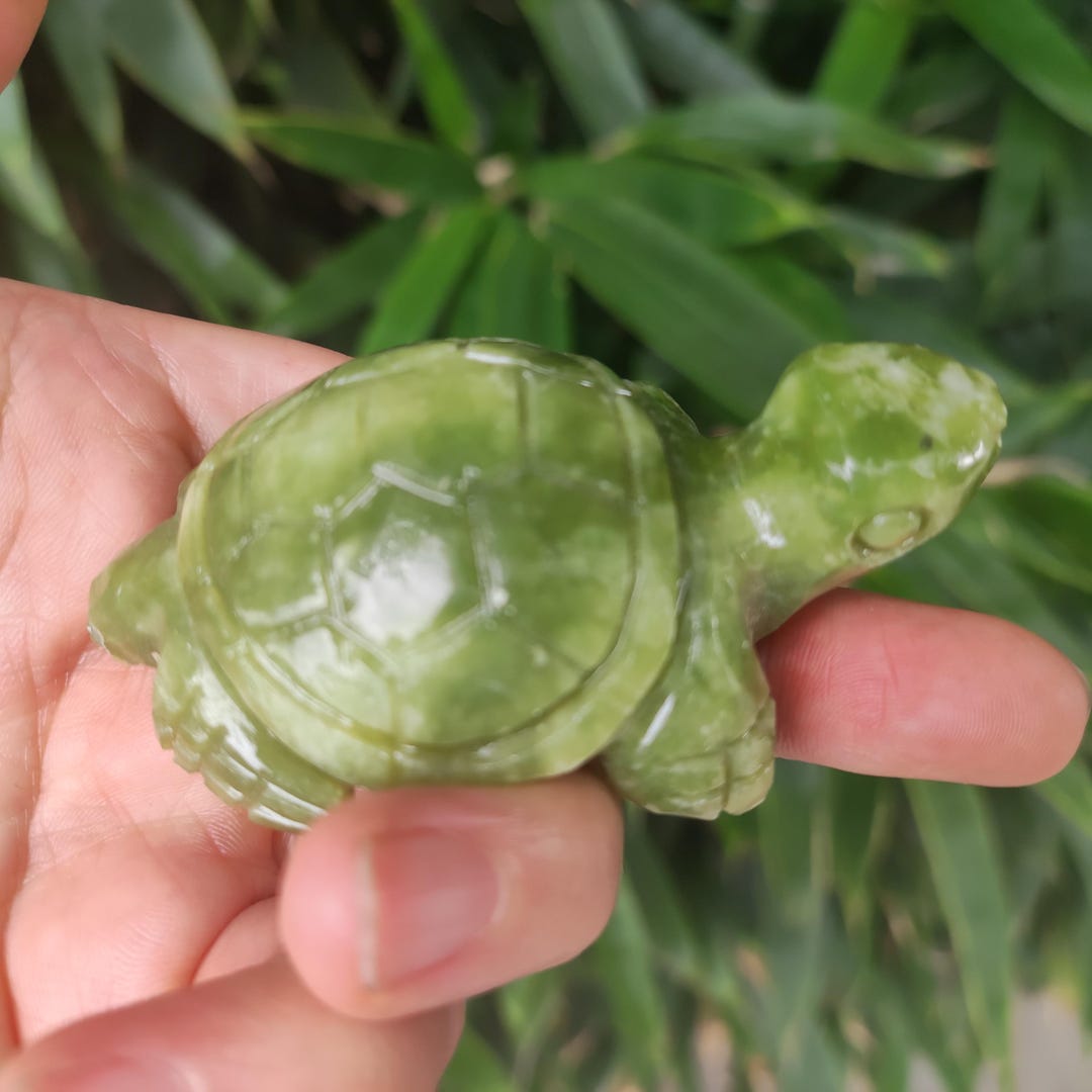 Genuine Nephrite Mini Green Jade Turtle Figurine,crystal Shelled Turtle ...