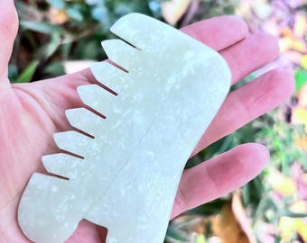 Tabla Gua Sha de jade natural, peine para masaje facial, herramienta de belleza, regalo para el cuidado de la salud ZX086