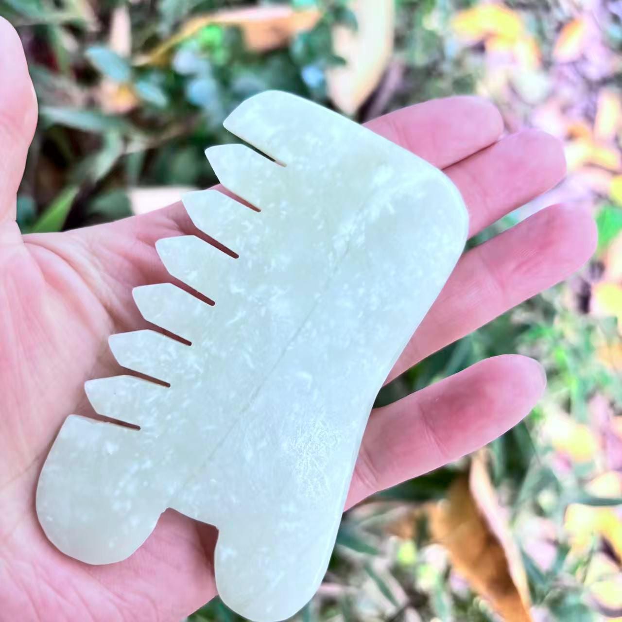 【1523】GOSHA THE DAY OF MY DEATH Natural Jade Gua Sha Board Face Massage Comb Beauty Tool Health