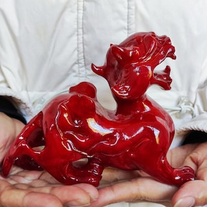 Set 1 Natural Jade Feng Shui Pi Xiu/Pi Yao statue for Wealth Good Luck Figurine, Collectible Qilin qi lin, Stone brave troops  Beast Wealth