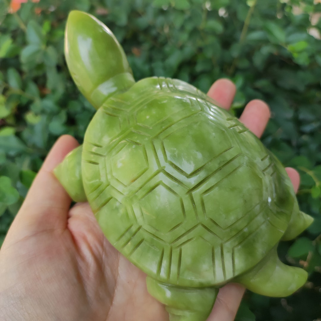 Genuine Nephrite Green Jade Turtle Figurine,crystal Shelled Turtle ...