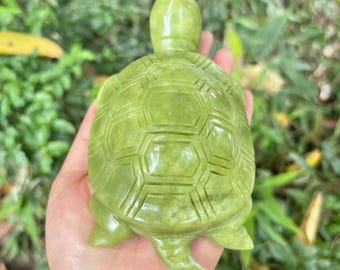 緑の翡翠の亀龍亀宝石彫刻クリスタル動物像風水装飾ギフト - Etsy 日本