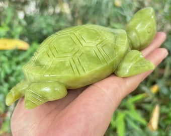 緑の翡翠の亀龍亀宝石彫刻クリスタル動物像風水装飾ギフト - Etsy 日本
