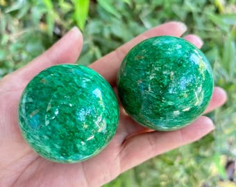 Natural Plum Blossom Jade Handball Green Dragon Jade Sphere Carved Palm Stone Feng Shui Gift
