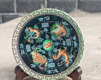 Tibet Temple jade Yinyang Bagua Fengshui Symbol Mirror Exorcism Statue  YING-YANG Symbol Chi Evil Blocker Xmas Home Decor, Feng shui decor