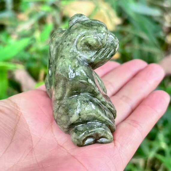 Green Jade Monkey Statue Crystal Gemstone Ape Sculpture Natural