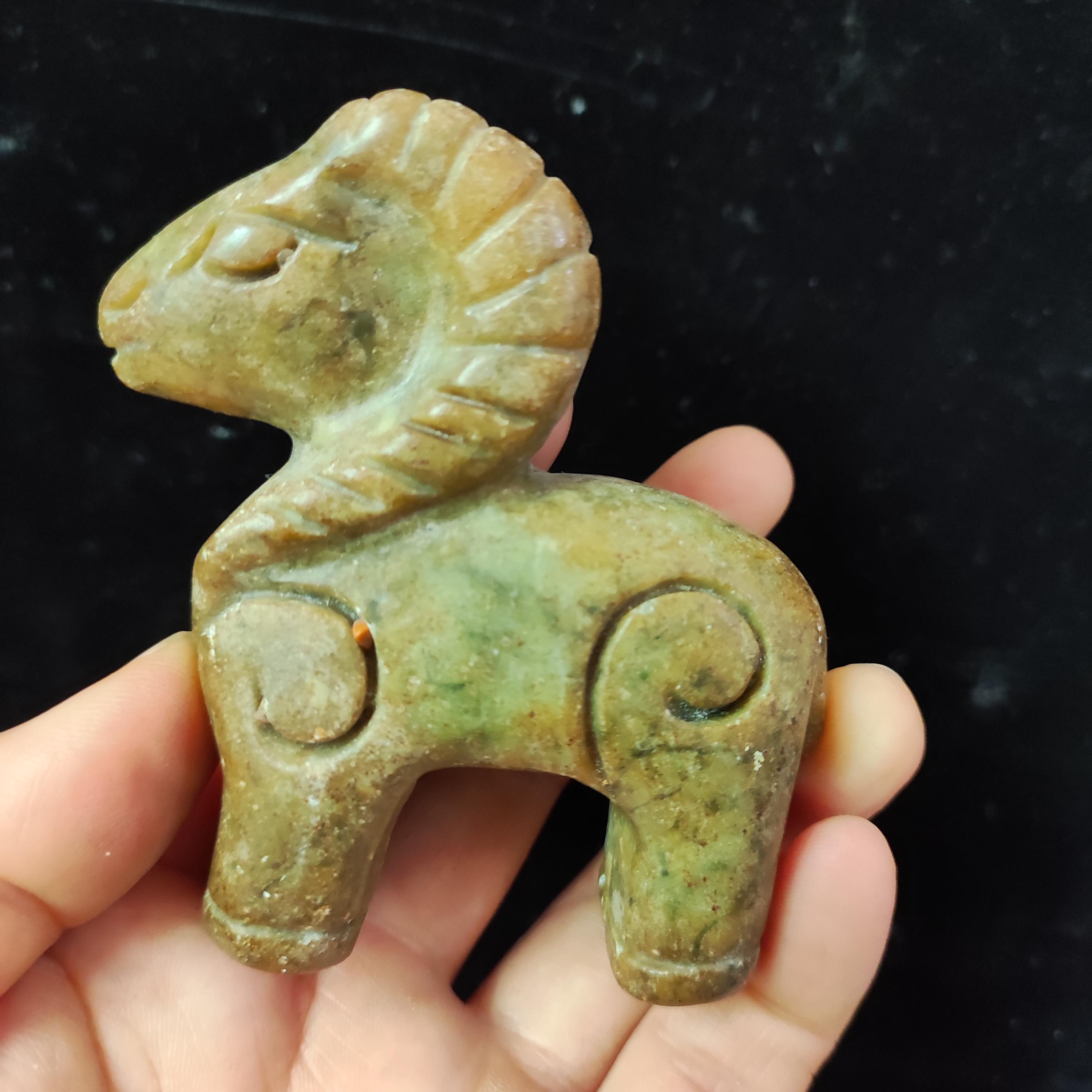 Get 1 Natural Jade Hand-carved Sheep Statue,ancient Hong Shan