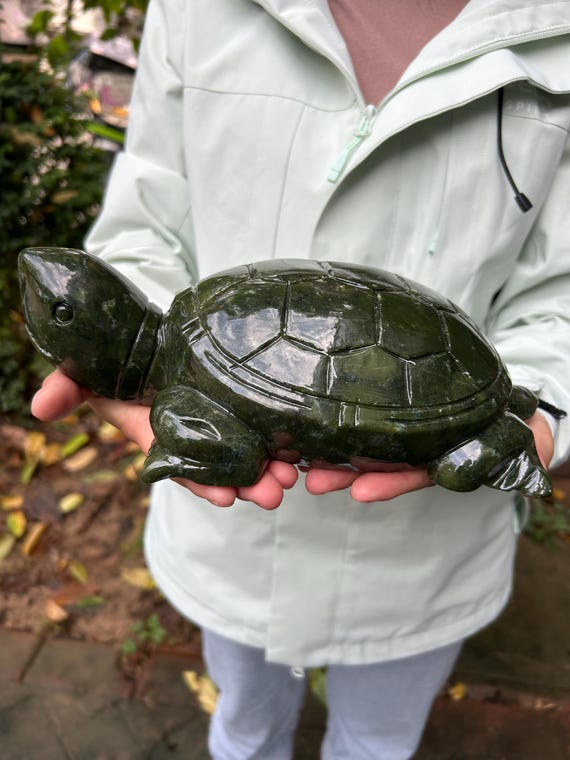 Huge Genuine Nephrite Green Jade Turtle Figurine,crystal Shelled