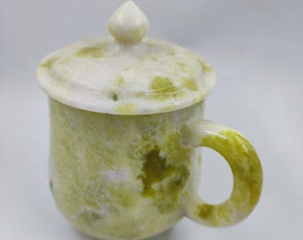 Exquisite Natural green And White jade tea cup, Hand Carved Crystal Mugs Juice Glass Crafts Jadeite coffee cup Crystal Water Energy Quartz